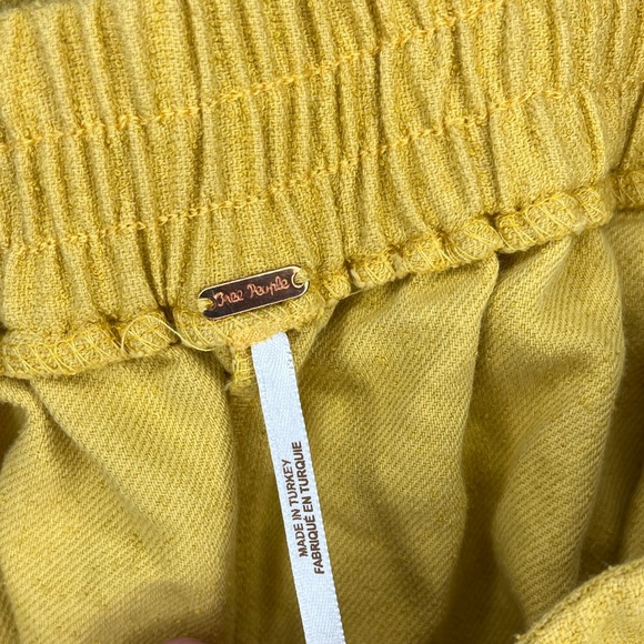 Free People Mustard Yellow Pleated Flowy Wide Leg Boho Pants | XL cotton blend - Picture 7 of 11